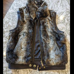 Sugarfly Girls Size 4T faux fur, faux leather jacket vest
